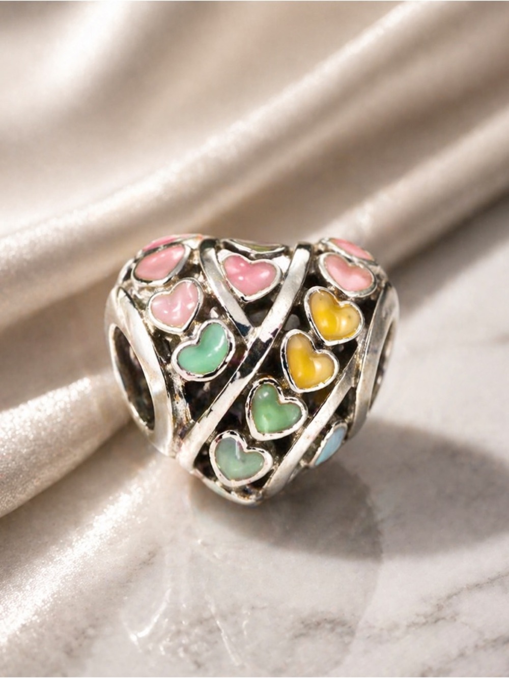 Pandora Rainbow Heart Charm Sterling Silver